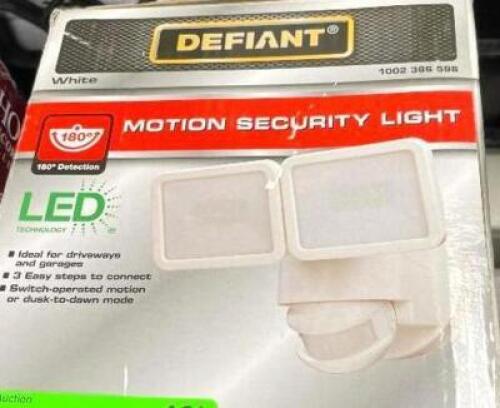 DEFIANT 180 DEGREE White Motion Activated Outdoor Integrated LED Flood Light Twin Head