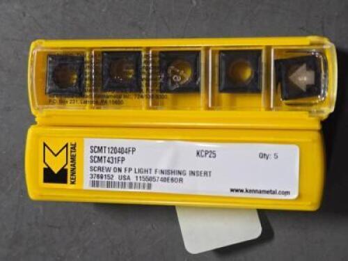 DESCRIPTION: (20) CARBIDE TURNING INSERTS BRAND/MODEL: KENNAMETAL SCMT431FP RETAIL$: $702.30 QTY: 20