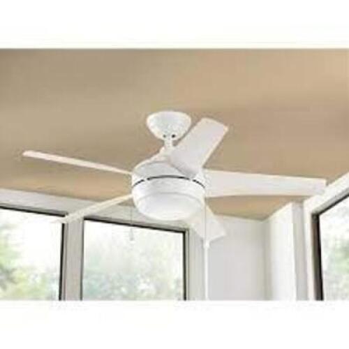 HOME DECORATORS COLLECTION Windward 44 in. LED Indoor Matte White Ceiling Fan with Light Kit