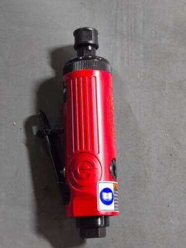 DESCRIPTION: (1) CHICAGO PNEUMATIC STRAIGHT AIR DIE GRINDER BRAND/MODEL: CP872 INFORMATION: RED/PISTOL GRIP/ALUMINUM ALLOY/RETAILS AT $56.74 SIZE: 6-3