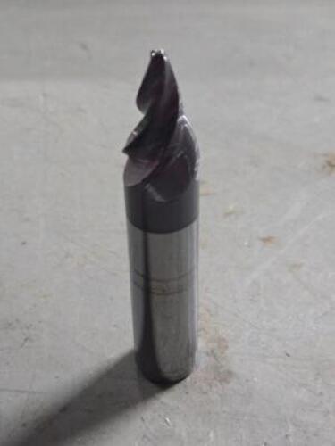 DESCRIPTION: (2) SOLID CARBIDE 15 DEG TAPER FORM BARREL CUTTER END MILL BRAND/MODEL: ACCUPRO 03328960 SIZE: 5/8" SD 0.9834" LOC 0.6250" SM END DIA RET