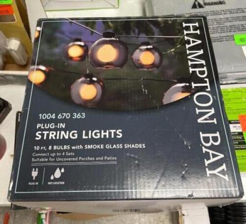 HAMPTON BAY Outdoor/Indoor 10 ft. Plug-In G Type Bulb Incandescent String Light with 8-Smoky Glass Shades