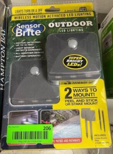 (4 PACK) Sensor Brite Outdoor Wireless Motion Activated LED Light, Waterproof, Automatic Operation, Ground Stakes Pathway Lighting