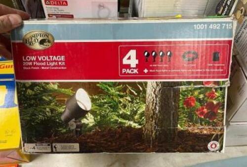 Low-Voltage 20-Watt Black Outdoor Halogen Landscape Flood Light Kit with Transformer (4-Pack)