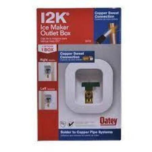 OATEY I2K 1/2 in. Brass Compatible Copper Sweat Connection Ice Maker Outlet Box with 1/4 Turn