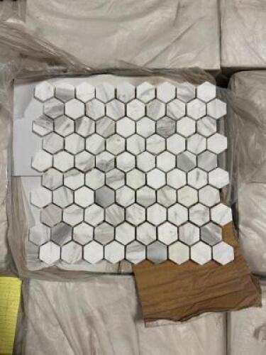 (675) - SQ. FT. OF OLYMPIA CARRARA HEX.MARBLE MOSAIC TILE