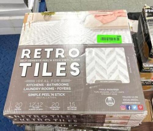 (160) SQ FT OF Retro 12 in. W x 12 in. L Chevron Silver Water Resistant Peel and Stick Vinyl Tile Flooring
