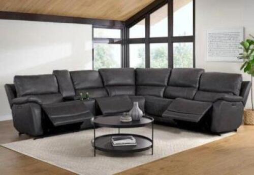 Leather Power Reclining Sectional with Power Headrests