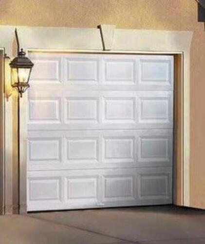 Classic Steel Short Panel 9 ft x 7 ft Non-Insulated White Garage Door without Windows
