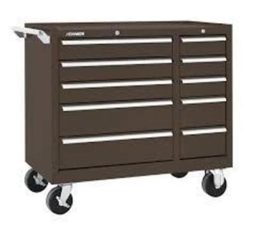 DESCRIPTION: (1) ROLLING TOOL BOX BRAND/MODEL: KENNEDY #310XB INFORMATION: BROWN, 10 DRAWER SIZE: 39 3/8 IN W X 18 IN D X 35 IN H RETAIL$: $1299.00 EA