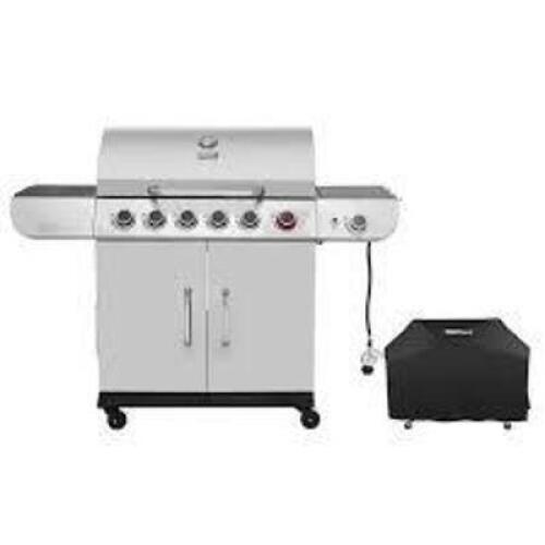DESCRIPTION: (1) PROPANE GAS GRILL BRAND/MODEL: ROYAL GOURMET INFORMATION: STAINLESS STEEL, 6 BURNER, SIDE BURNER SIZE: 71,000 BTU RETAIL$: $597.50 EA