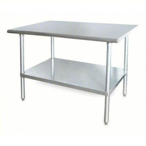 DESCRIPTION: (1) WORK TABLE BRAND/MODEL: PRODUCT NUMBER #2KRE7 INFORMATION: STAINLESS STEEL SIZE: 48"W 24" D 34-1/2" H RETAIL$: $430.58 EA QTY: 1