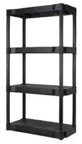 DESCRIPTION: (1) 4 SHELF UNIT BRAND/MODEL: HYPERTOUGH INFORMATION: BLACK, PLASTIC SIZE: 30" W X 13.88" D X 56.2" H QTY: 1