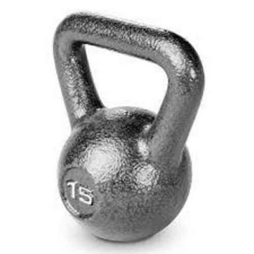 DESCRIPTION: (2) KETTLE BELLS INFORMATION: GRAY SIZE: 15 LB RETAIL$: $55.99 EA QTY: 2
