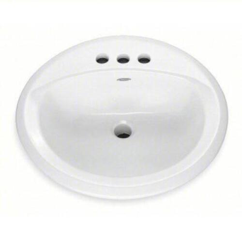 DESCRIPTION: (1) BATHROOM SINK BRAND/MODEL: AMERICAN STANDARD #1VNW7 INFORMATION: OVALYN(TM), WHITE, VITREOUS CHINA, 3 FAUCET HOLES SIZE: 19 1/8 IN OV