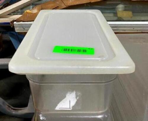 (12) 1/3 SIZE PLASTIC CONTAINERS WITH (9) LIDS