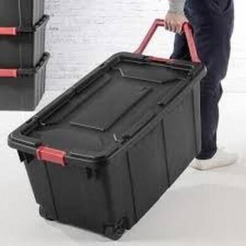 DESCRIPTION: (2) STORAGE TOTE BRAND/MODEL: STERILITE INFORMATION: BLACK SIZE: 40 GAL RETAIL$: $1110.00 EA QTY: 2