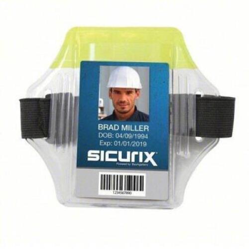 DESCRIPTION: (1) CASE OF (29) BOXES OF (12) ARM BADGE HOLDER BRAND/MODEL: SICURIX #54HP80 SIZE: Vertical, Black/Clear/Yellow, Blank, Nylon, 2 1/4 in L