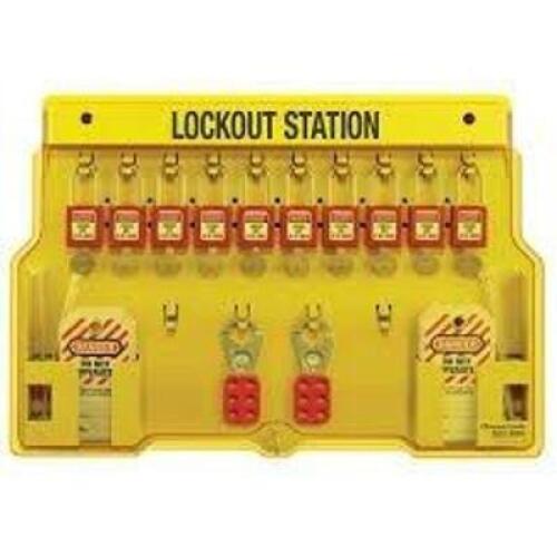 DESCRIPTION: (1) WALL MOUNT TAGOUT STATION BRAND/MODEL: MASTER LOCK #ML-1483BP410 RETAIL$: $390.00 EA QTY: 1