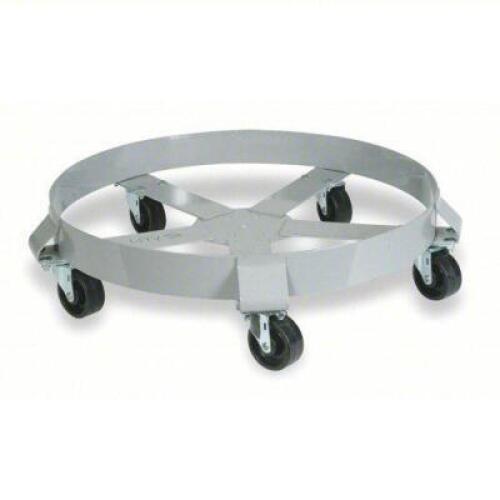 DESCRIPTION: (1) DRUM DOLLY BRAND/MODEL: 1XWA1A SIZE: Cross-Brace Drum Dolly with Support Ring: 1,250 lb Load Capacity, Round, Plastic RETAIL$: $93.24