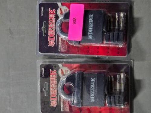 DESCRIPTION: (2) OUTDOOR SECURITY PADLOCKS BRAND/MODEL: DEFENDER DF00060 RETAIL$: $62.03 QTY: 2