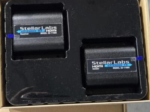 DESCRIPTION: (2) HDMI OVER CAT6 HDMI EXTENDER BRAND/MODEL: STELLAR LABS 33-11985 RETAIL$: $99.99 QTY: 2