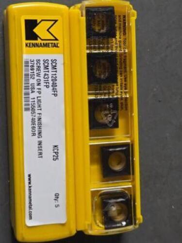 DESCRIPTION: (20) CARBIDE TURNING INSERTS BRAND/MODEL: KENNAMETAL SCMT431FP RETAIL$: $702.30 QTY: 20