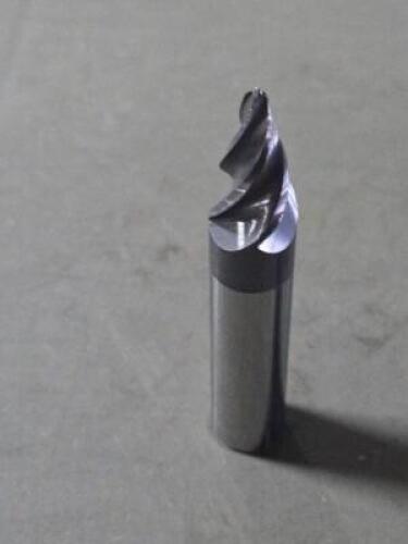 DESCRIPTION: (2) SOLID CARBIDE 15 DEG TAPER FORM BARREL CUTTER END MILL BRAND/MODEL: ACCUPRO 03328960 SIZE: 5/8" SD 0.9834" LOC 0.6250" SM END DIA RET