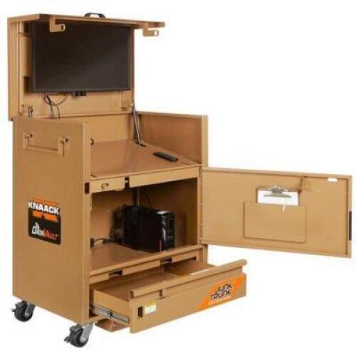 DESCRIPTION: (1) DATAVAULT MOBILE BRAND/MODEL: KNAACK/118-M INFORMATION: HOUSES 32" MONITOR, 4 GFCI OUTLETS, NO BATTERY INCLUDED RETAIL$: $4,497 SIZE: