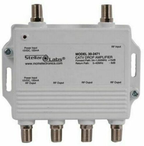DESCRIPTION: (1) CATV DROP AMPLIFIER BRAND/MODEL: STELLAR LABS 30-2471 RETAIL$: 29.99 QTY: 1