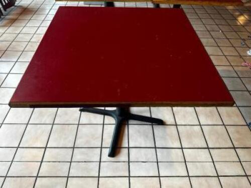 36" X 36"" RED COMPOSITE TOP TABLE W/ BASE.