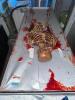 WOODEN MORGUE TABLE PROP W/ BLOODY SKELETON - 5