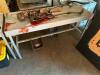 WOODEN MORGUE TABLE PROP W/ BLOODY SKELETON. - 2