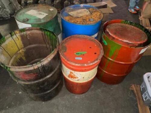 (6) ASSORTED METAL BARRELS