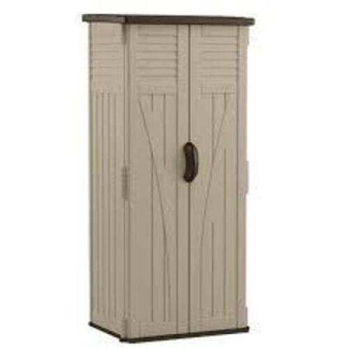 DESCRIPTION: (1) VERTICAL SHEDBRAND/MODEL: SUNCAST #BMS2000INFORMATION: GRAY, BLOW MOLDEDSIZE: 2.2 CU FT,&nbsp;2 ft. 8.25 in. X 2 ft. 1.5 in X 6 ft.RETAIL$: $297.64 EAQTY: 1