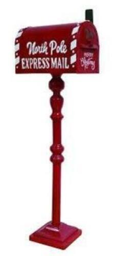 DESCRIPTION: (1) METAL DECOR MAILBOX BRAND/MODEL: HOLIDAY TIME INFORMATION: METAL, CHRISTMAS DECOR SIZE: 38" RETAIL$: $33.88 EA QTY: 1