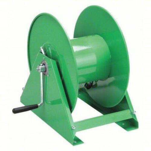 DESCRIPTION: (1) HAND CRANK HOSE REEL BRAND/MODEL: SPEEDAIRE #6WA77 INFORMATION: GREEN SIZE: 200 FT (1/2 IN I.D.), 20 3/16 IN L X 16 15/16 IN W X 19 7