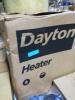 DESCRIPTION: (1) ELECTRIC WALL AND CEILING UNIT BRAND/MODEL: DAYTON #804RZ8 INFORMATION: 480 V AC, 3-PHASE SIZE: 21-3/4 IN X 19 IN X 8-1/2 IN RETAIL$: - 3