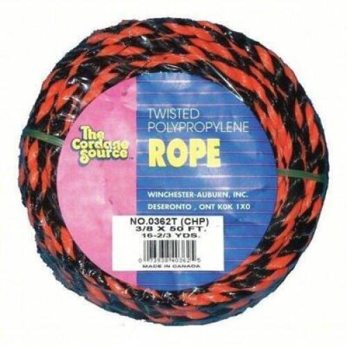 DESCRIPTION: (1) GENERAL PURPOSE UTILITY ROPE BRAND/MODEL: THE CORDAGE SOURCE #45AV21 INFORMATION: 430 lb Working Load Limit, Black SIZE: Twisted, 3/8