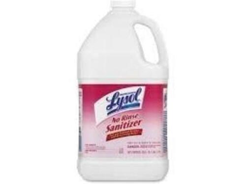 DESCRIPTION: (2) NO RINSE SANITIZER BRAND/MODEL: LYSOL SIZE: 128 FL OZ RETAIL$: $25.00 EA QTY: 2