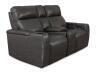 BROWN LEATHER POWER RECLINING LOVESEAT W/ CHARGING PORTS