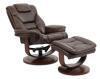 BROWN LEATHER EURO RECLINER WITH OTTOMAN