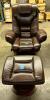 BROWN LEATHER EURO RECLINER WITH OTTOMAN - 2