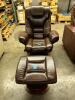 BROWN LEATHER EURO RECLINER WITH OTTOMAN - 6