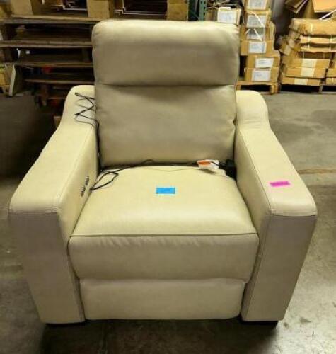 TAN LEATHER POWER RECLINING CHAIR