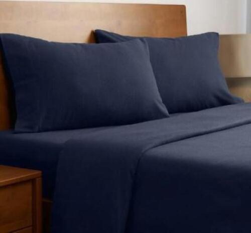 NAVY LIGHTWEIGHT FLANNEL QUEEN SIZE SHEET SET