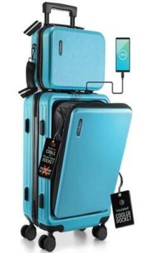TEAL TWO PIECE HARD LUGGAGE SET