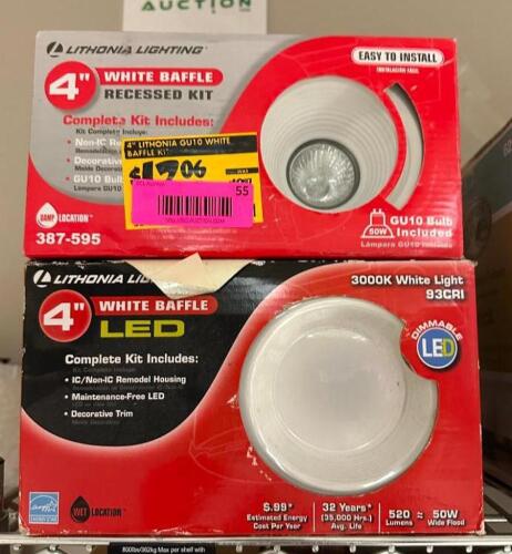 (2)- 4" WHITE BAFFLE RECESSED LIGHT KITS