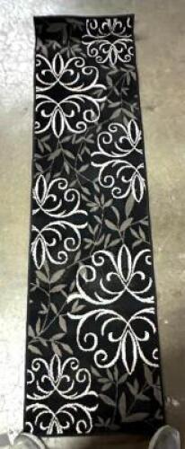 23"X89" IRON FLEUR JET BLACK RUNNER RUG