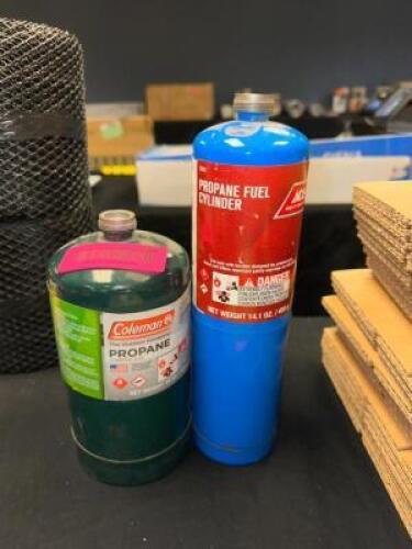 (2)- PARTIAL BOTTLES OF PROPANE